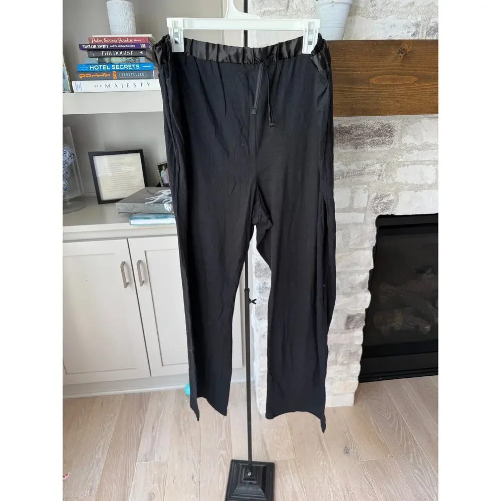 Blis Women's Black Satin Trim Super Soft Long Sleeve Pajama Set Size 2X